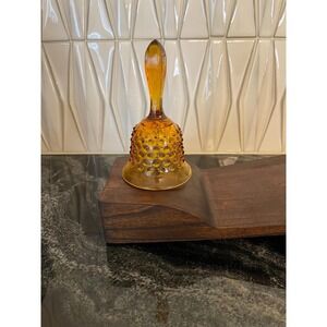 Vintage Glass Bell - Fenton Hobnail - Amber Color Glass